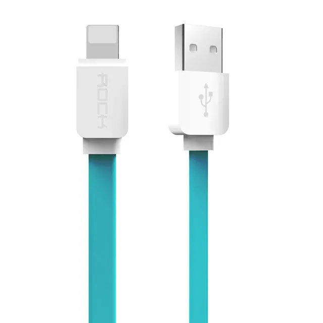 USB Cable for iPhone 7 6 6s SE 5s, ROCK Original Data Sync Flat USB Cable for iPad mini/air/pro for iPhone charger