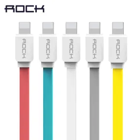 USB Cable for iPhone 7 6 6s SE 5s, ROCK Original Data Sync Flat USB Cable for iPad mini/air/pro for iPhone charger