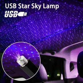 USB Car Roof Atmosphere Star Sky Lamp Home Decoration LED Projector Purple Night Light Adjustable Multiple Lighting Effects