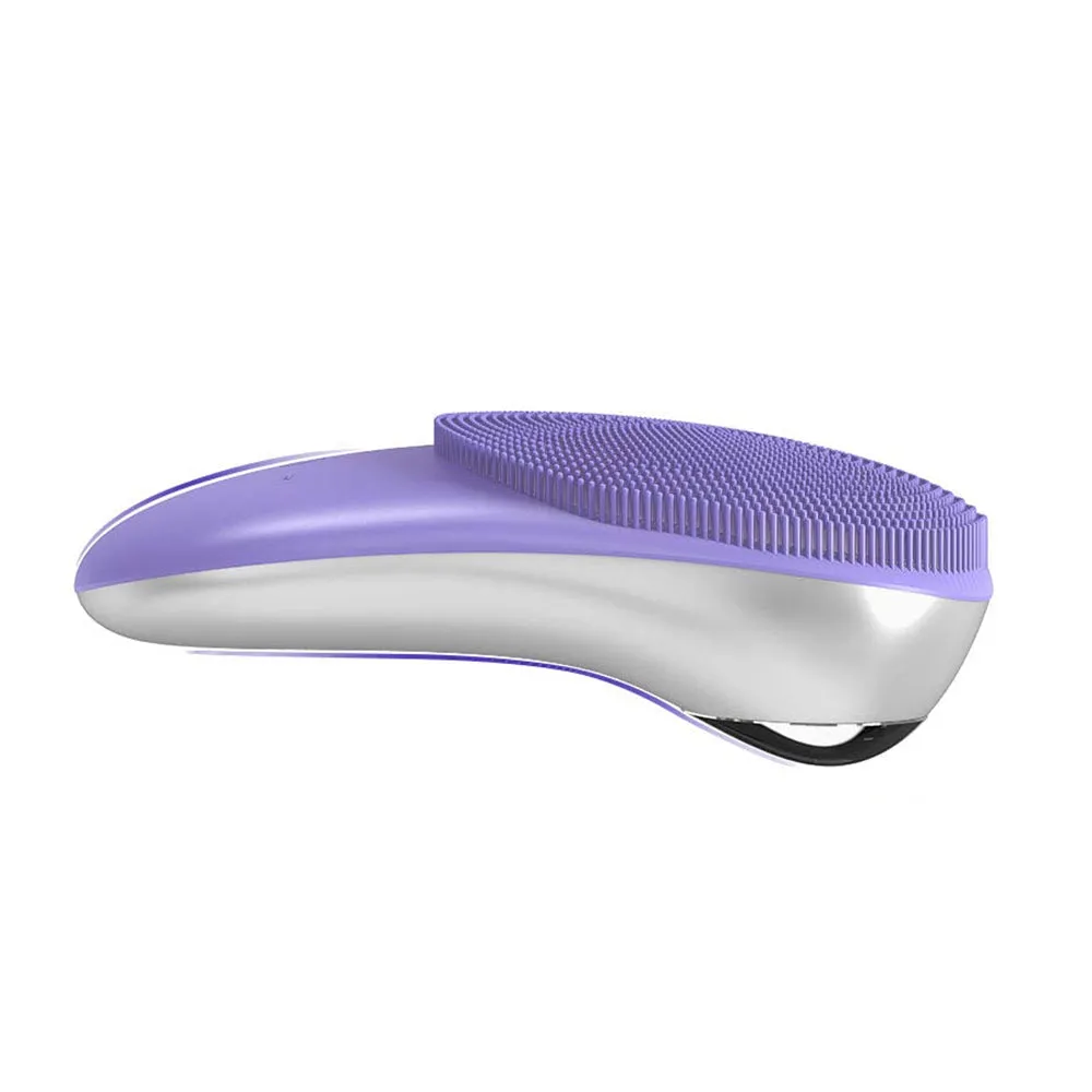 USB Rechargeable Electric Silicone Facial Brush Heated Massager