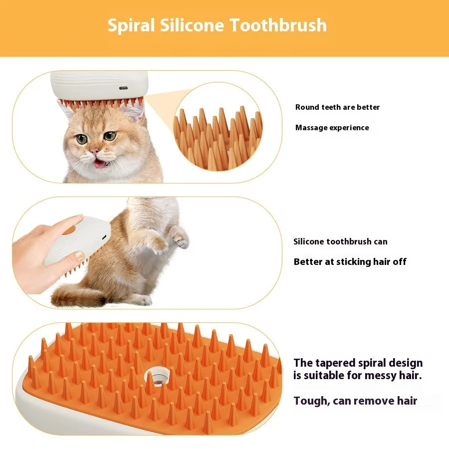 USB Rechargeable Pet Steam Brush – Grooming Spray Massage Comb