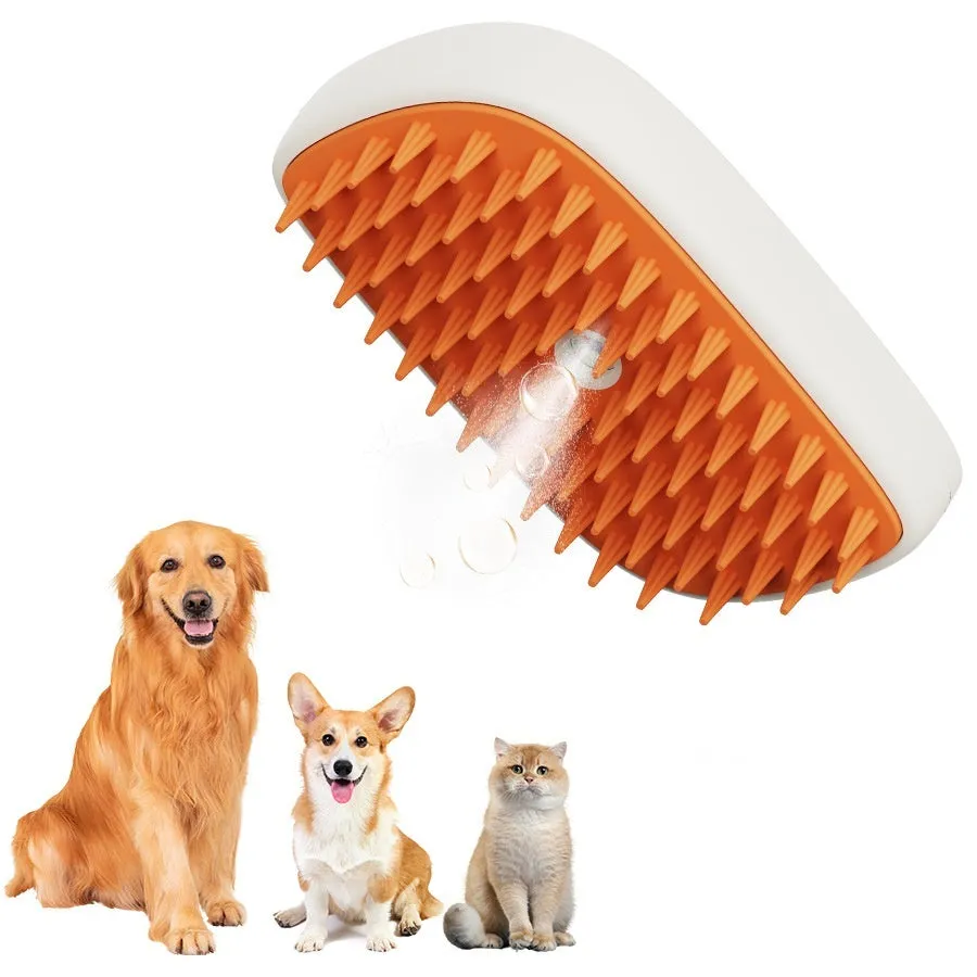 USB Rechargeable Pet Steam Brush – Grooming Spray Massage Comb