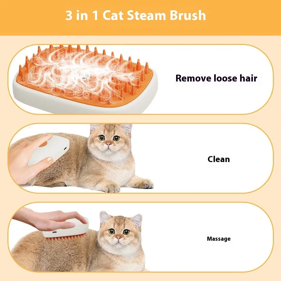 USB Rechargeable Pet Steam Brush – Grooming Spray Massage Comb