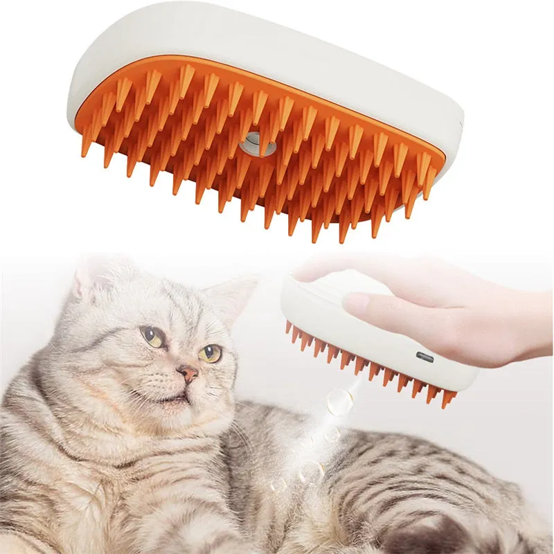 USB Rechargeable Pet Steam Brush – Grooming Spray Massage Comb