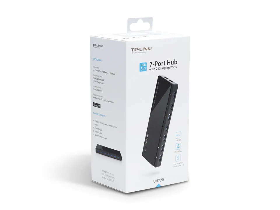 Usb3.0 Hub 7Port Tp-Link Uh720 Superspeed 5Gbit/S Aktiv Mit Netzteil Black