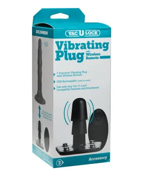 Vac-U-Lock Vibrating Remote Plug with Snaps - Black