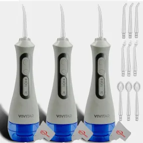 Vivitar Cordless & Rechargeable 360° Water Flosser 3 Modes and Memory Function with Heads Pack of 3