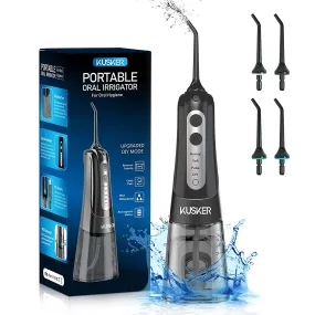 Water Dental Flosser Cordless,  Portable Oral Irrigator for Teeth, 4 Modes and 4 Jet Tips, IPX7 Waterproof, Rechargeable for 30-Days Use, Home, Travel, Braces, Bridges Care(Black)