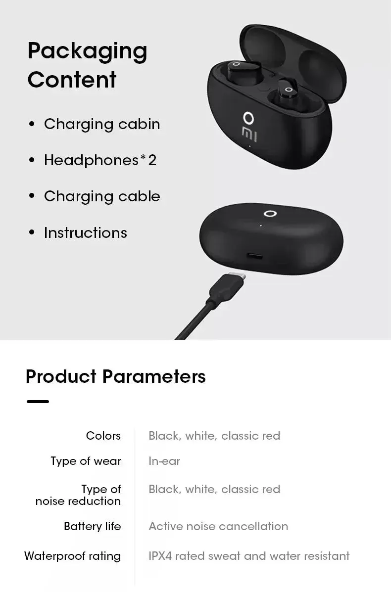 Xiaomi Bluetooth Earphones Wireless Earphones Studio Buds for IPhone Samsung TrueTWS Earbuds Sports Noise Canceling