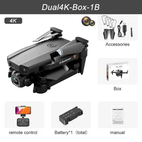 Xt6 Mini Drone 4k 1080p Hd Camera Wifi Fpv Air Pressure Altitude Hold