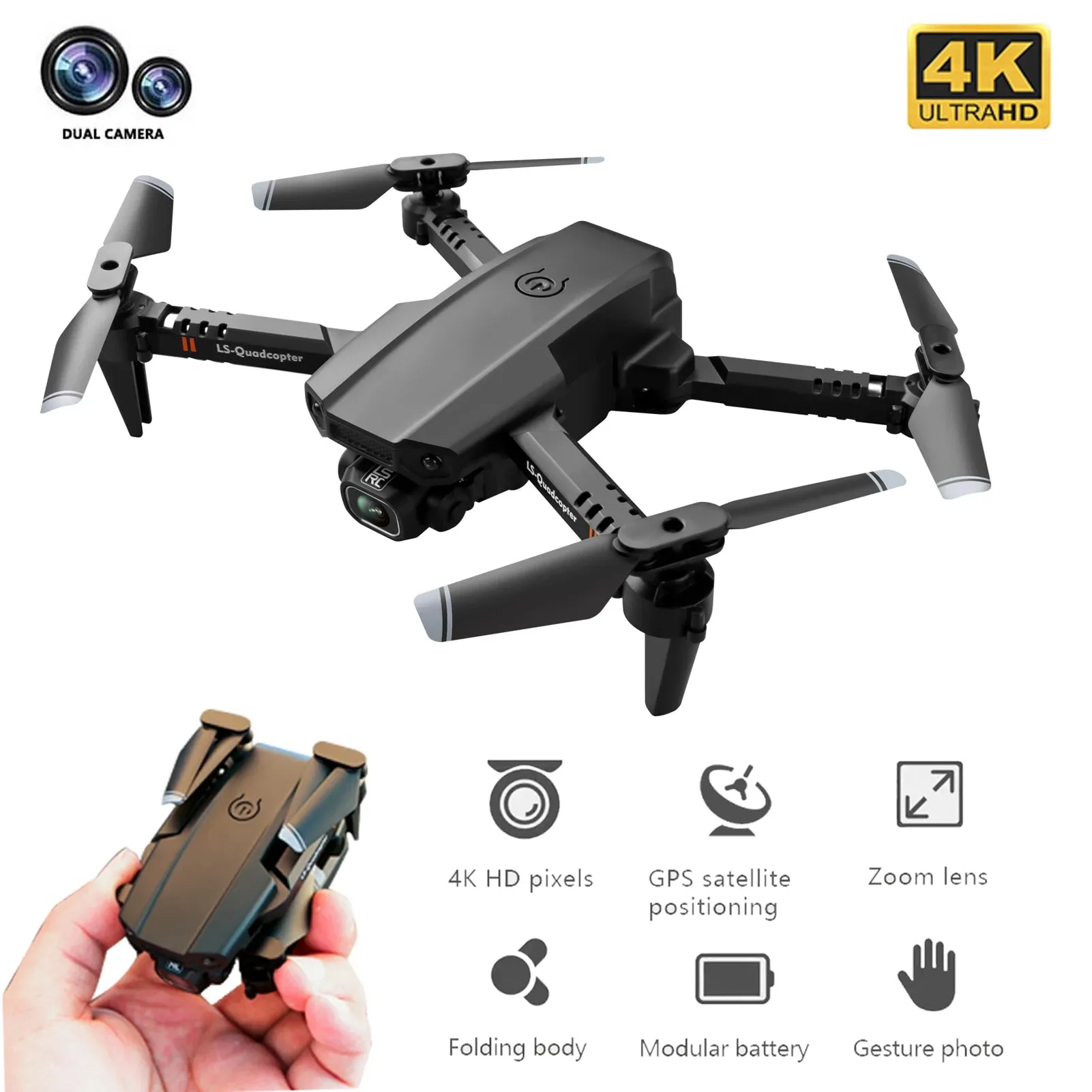 Xt6 Mini Drone 4k 1080p Hd Camera Wifi Fpv Air Pressure Altitude Hold