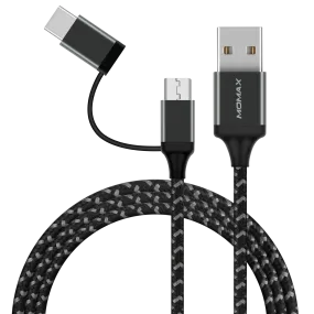 Zero 2-in-1 USB-C & Micro USB Cable Android (1M) DTC11